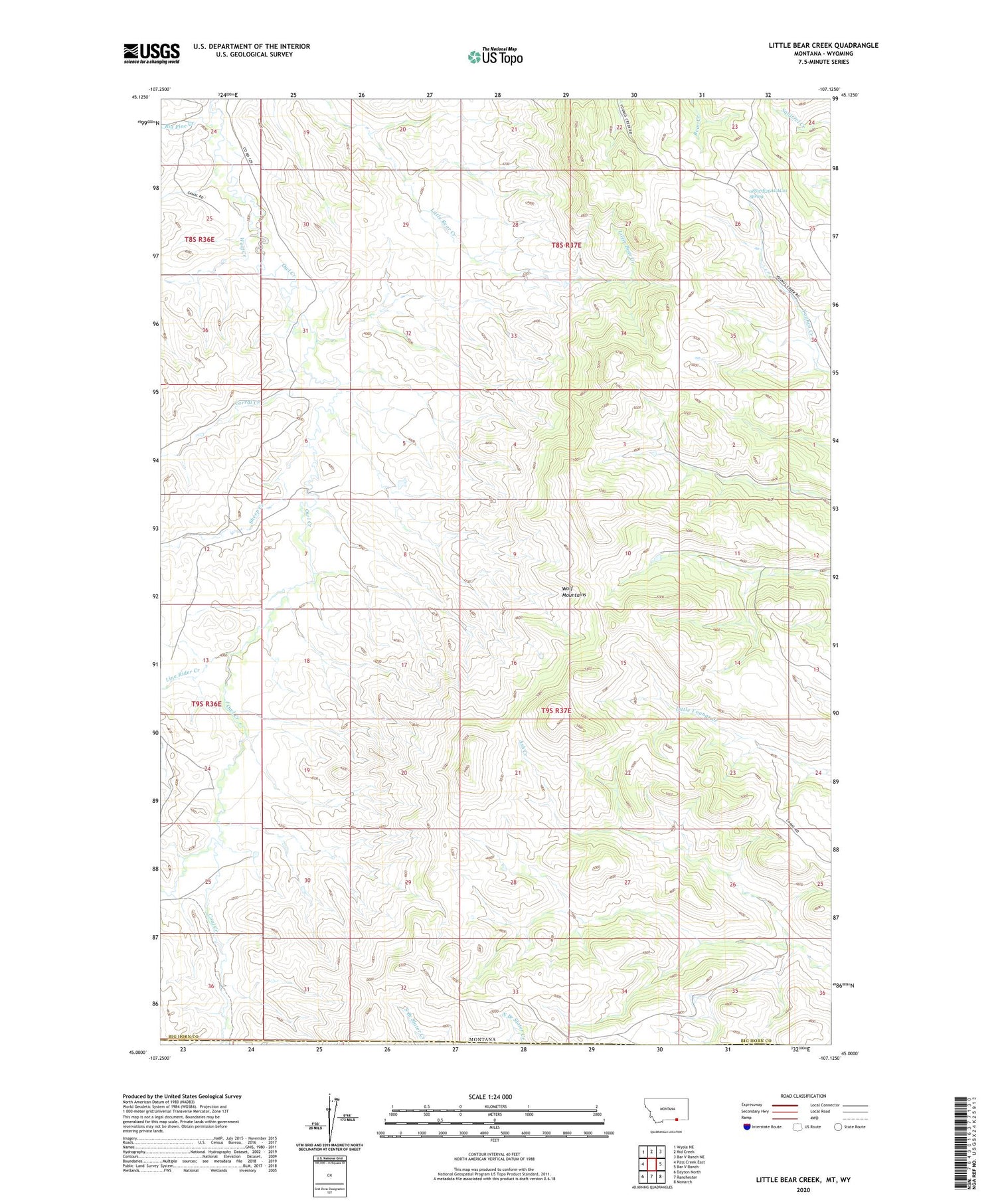 Little Bear Creek Montana US Topo Map Image