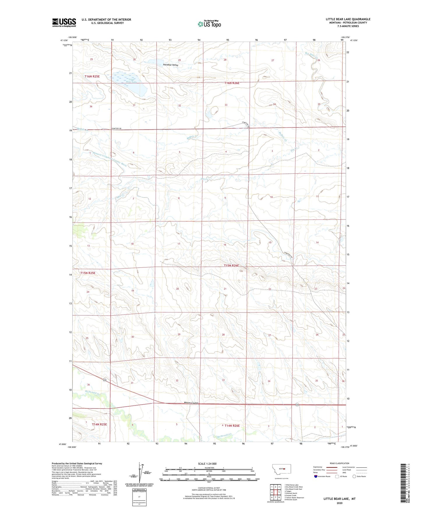 Little Bear Lake Montana US Topo Map Image