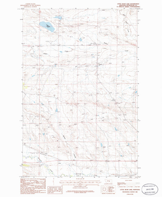 Classic USGS Little Bear Lake Montana 7.5'x7.5' Topo Map Image