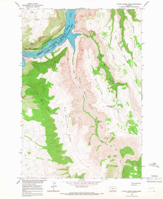 Classic USGS Little Finger Ridge Montana 7.5'x7.5' Topo Map Image