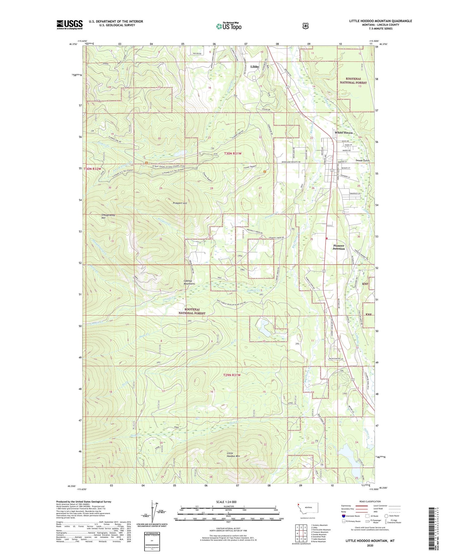 Little Hoodoo Mountain Montana US Topo Map Image