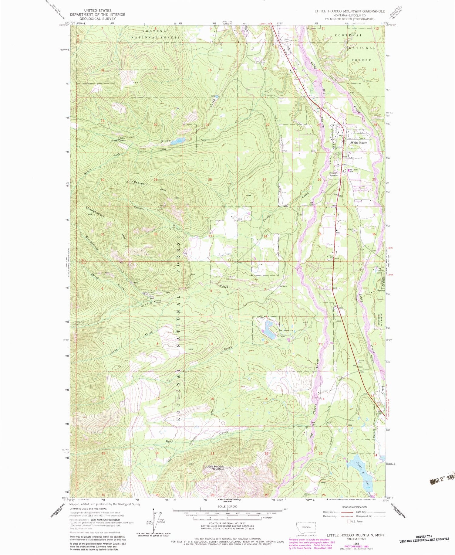 Classic USGS Little Hoodoo Mountain Montana 7.5'x7.5' Topo Map Image