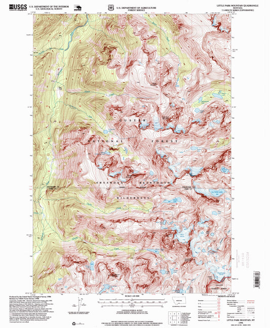 Classic USGS Little Park Mountain Montana 7.5'x7.5' Topo Map Image