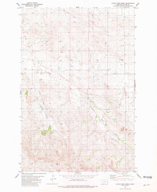 Classic USGS Little Pine Creek Montana 7.5'x7.5' Topo Map Image