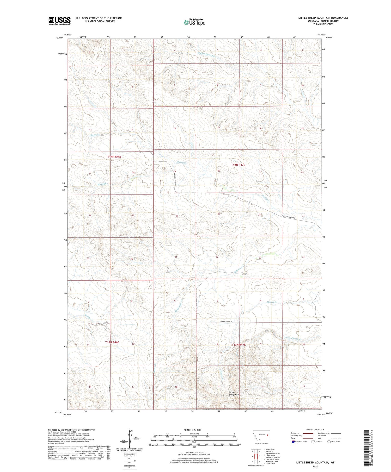 Little Sheep Mountain Montana US Topo Map Image