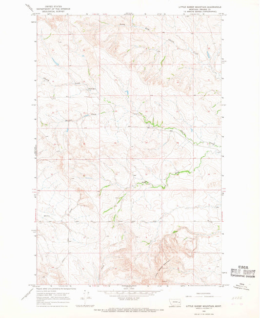 Classic USGS Little Sheep Mountain Montana 7.5'x7.5' Topo Map Image
