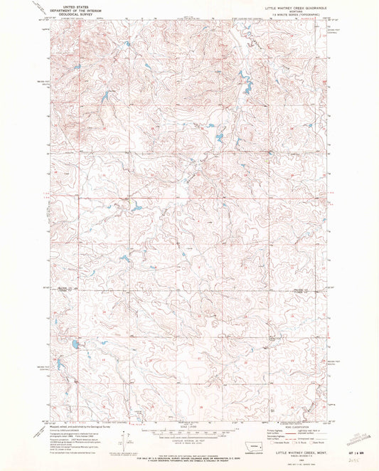 Classic USGS Little Whitney Creek Montana 7.5'x7.5' Topo Map Image
