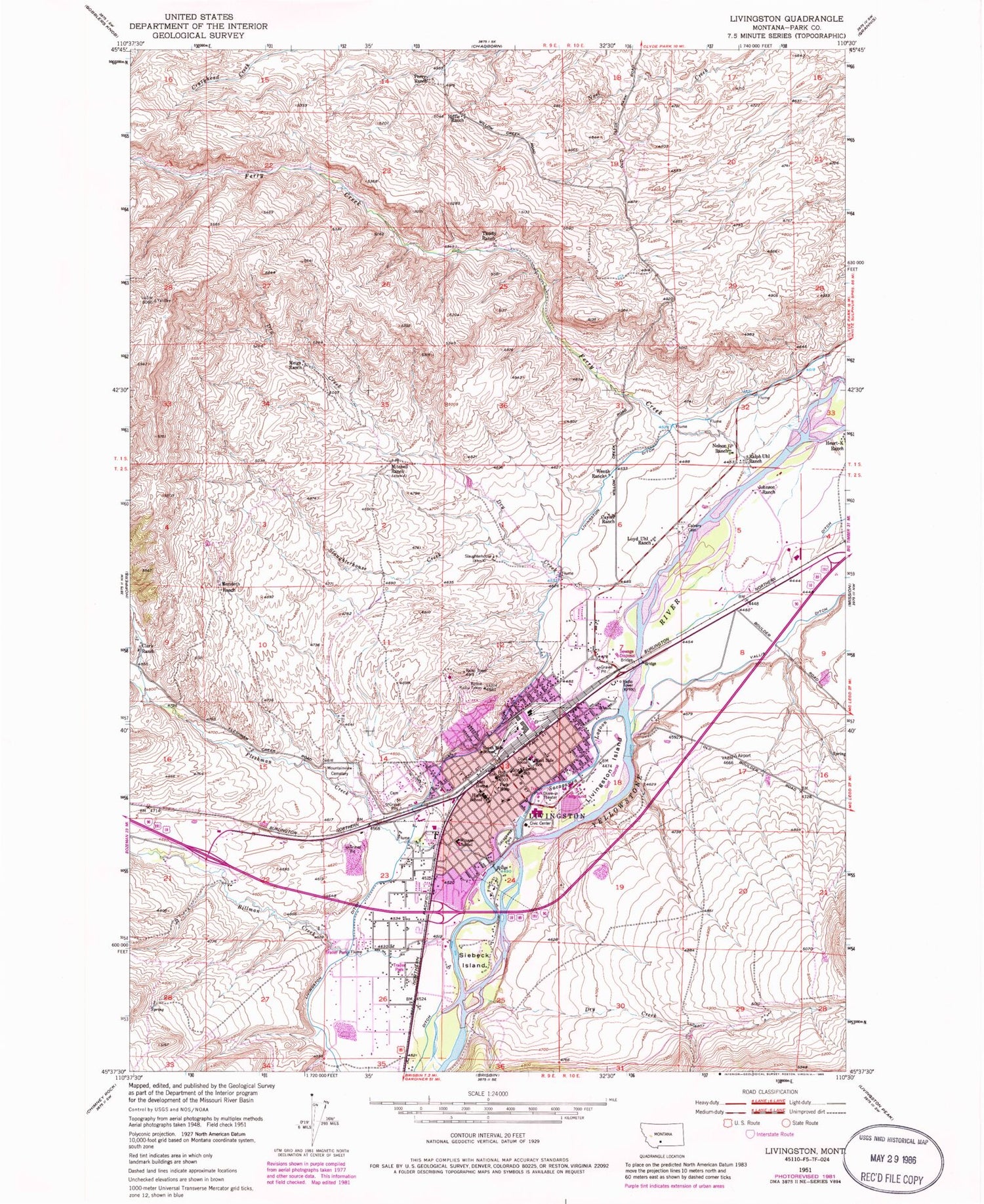 Classic USGS Livingston Montana 7.5'x7.5' Topo Map Image