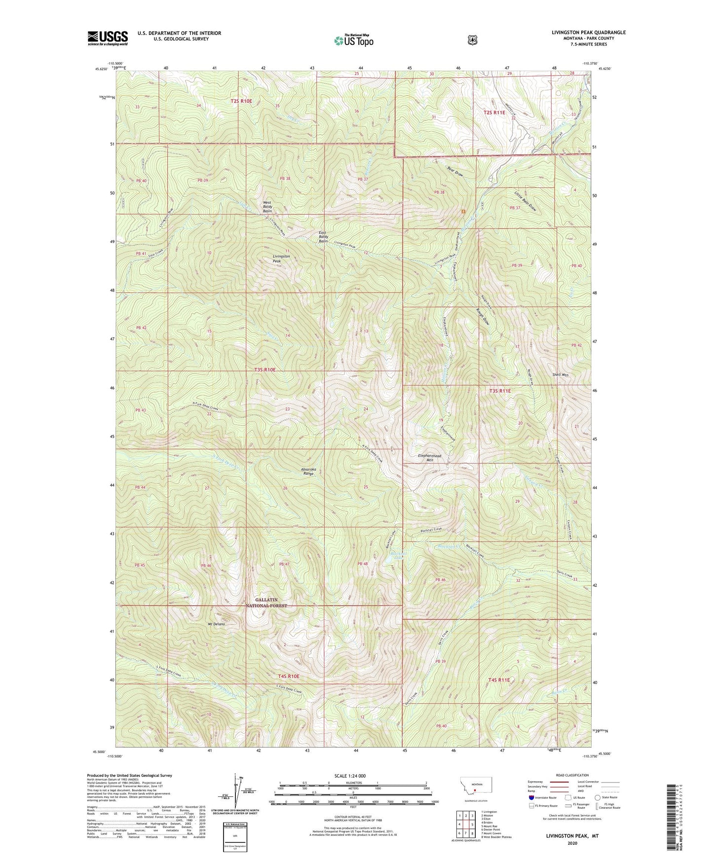 Livingston Peak Montana US Topo Map Image