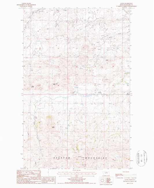 Classic USGS Lloyd Montana 7.5'x7.5' Topo Map Image