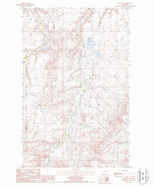 Classic USGS Lloyd NW Montana 7.5'x7.5' Topo Map Image