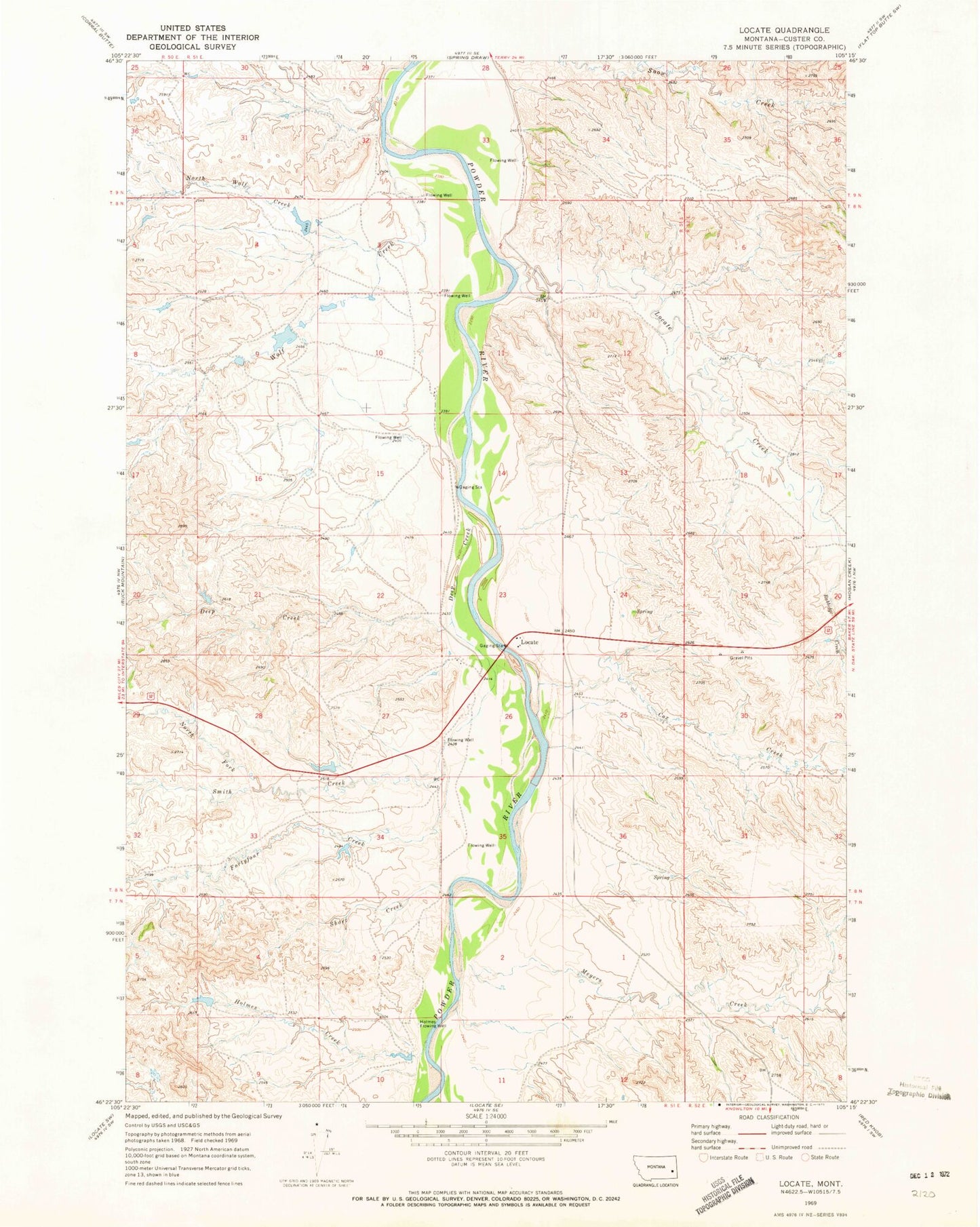 Classic USGS Locate Montana 7.5'x7.5' Topo Map Image