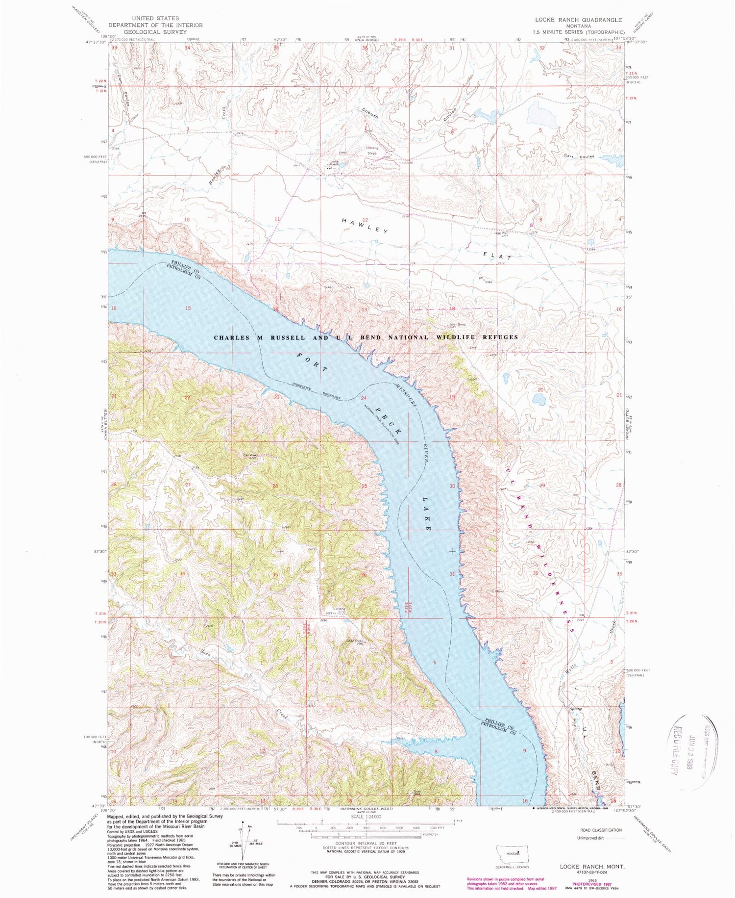 Classic USGS Locke Ranch Montana 7.5'x7.5' Topo Map Image