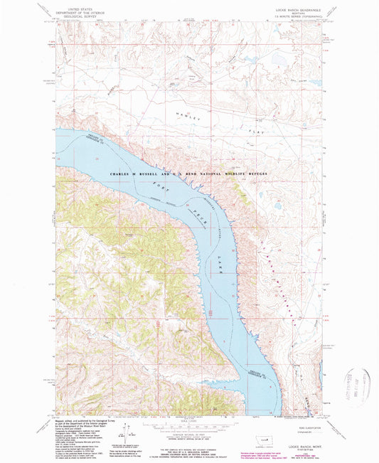 Classic USGS Locke Ranch Montana 7.5'x7.5' Topo Map Image