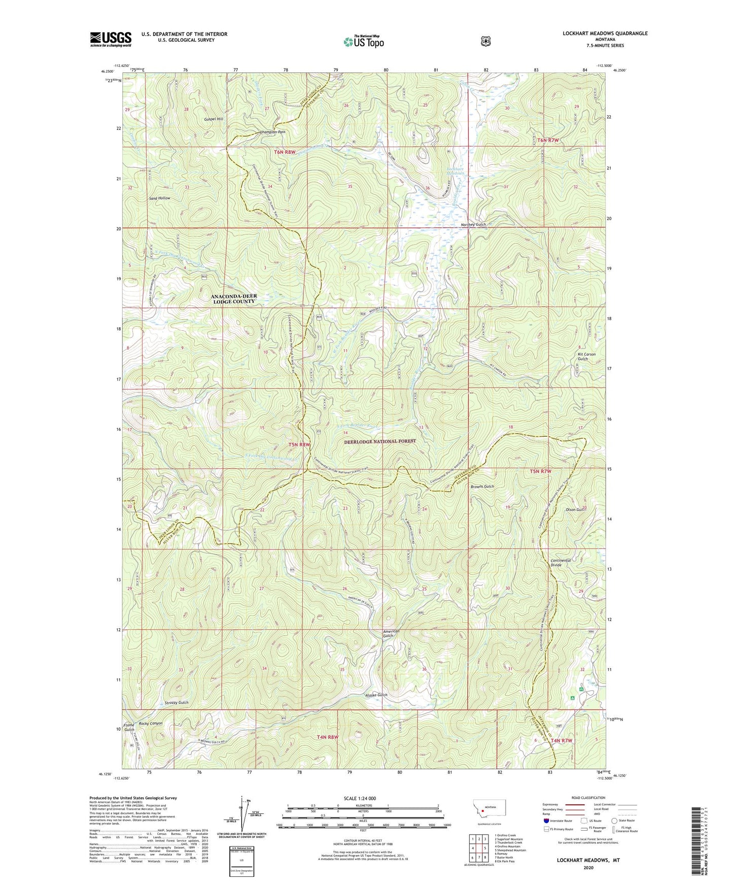 Lockhart Meadows Montana US Topo Map Image