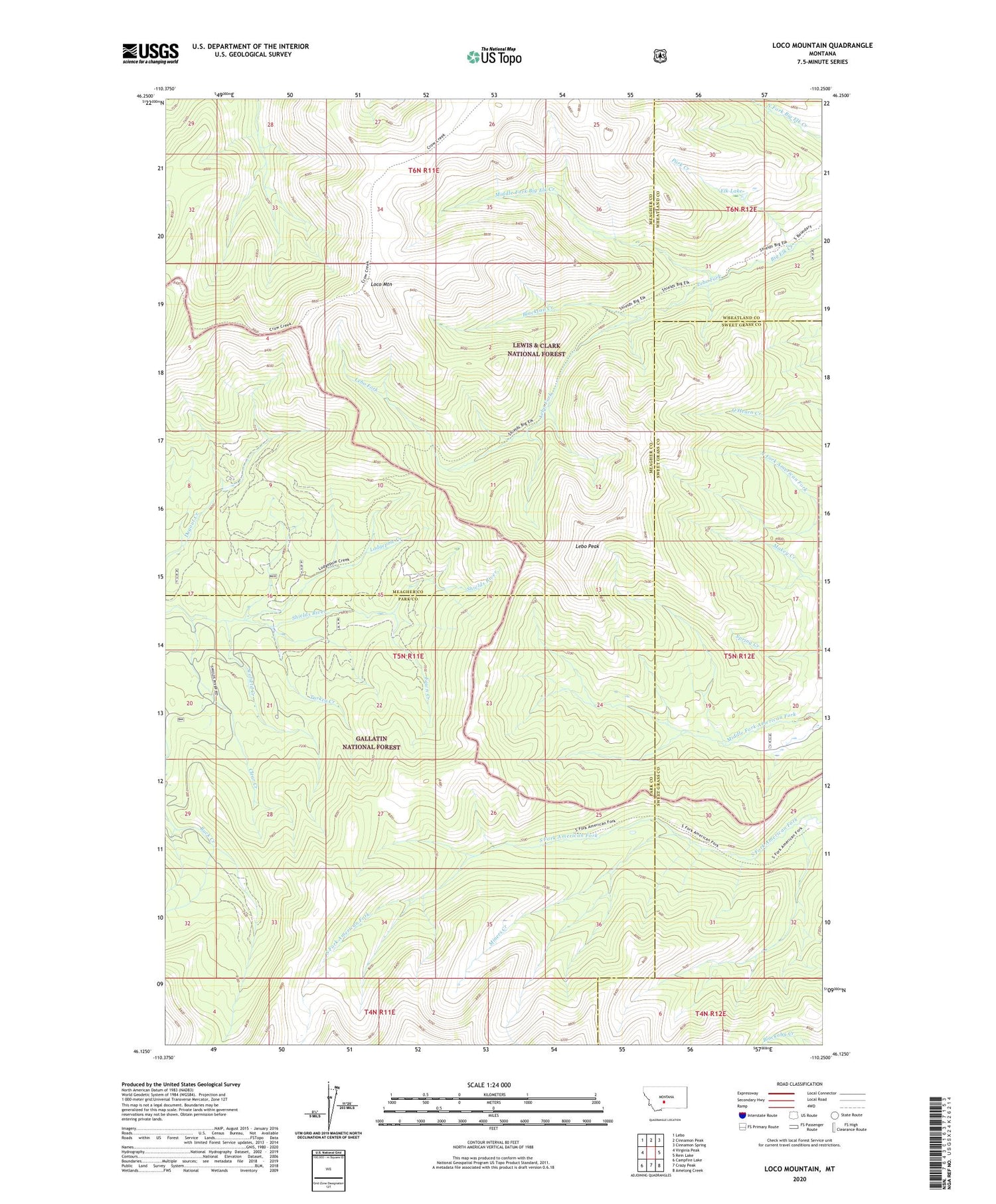 Loco Mountain Montana US Topo Map Image