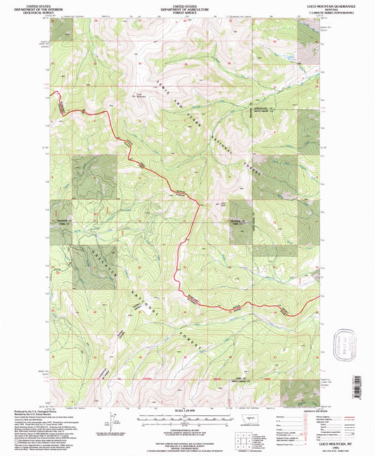 Classic USGS Loco Mountain Montana 7.5'x7.5' Topo Map Image