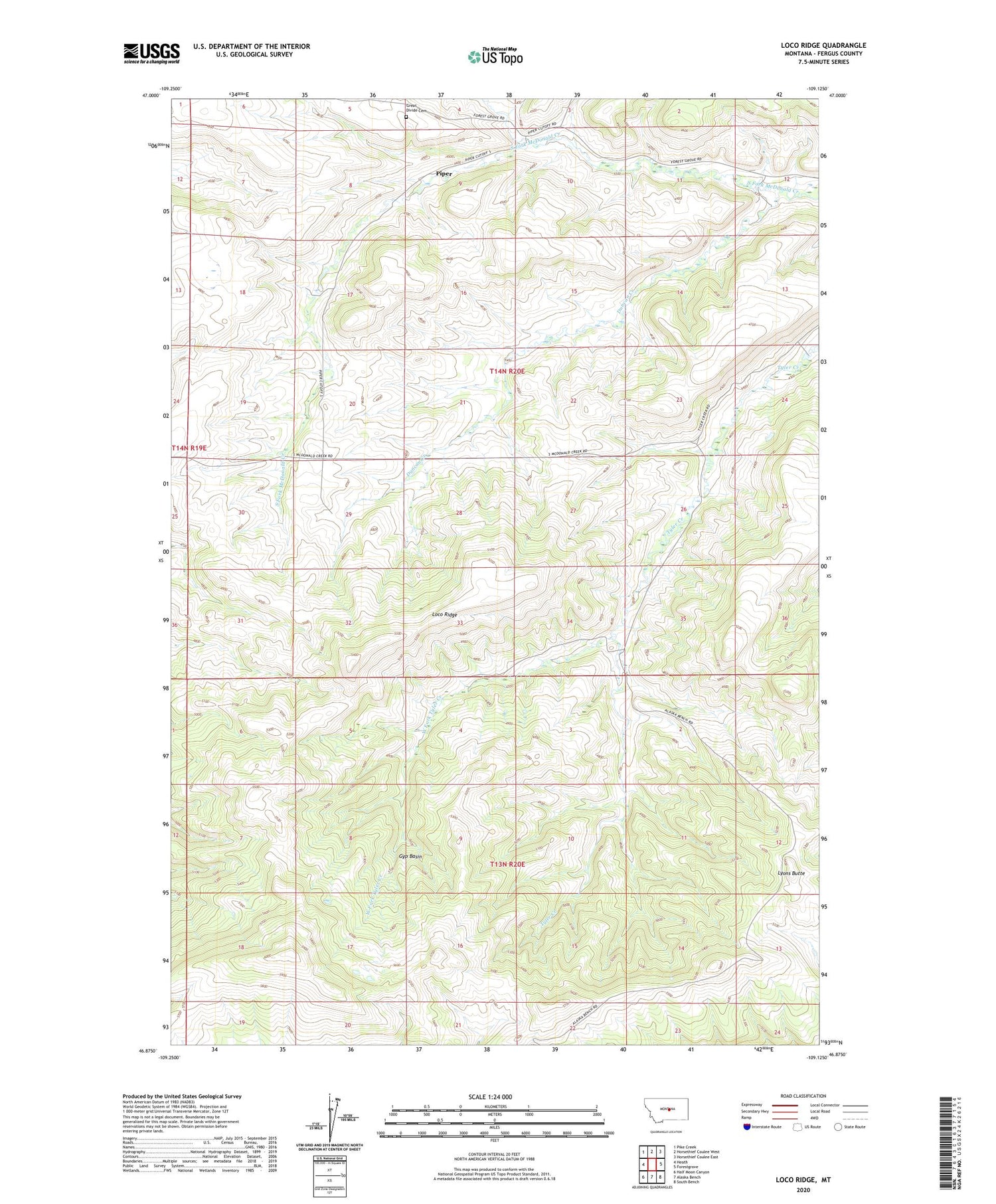Loco Ridge Montana US Topo Map Image