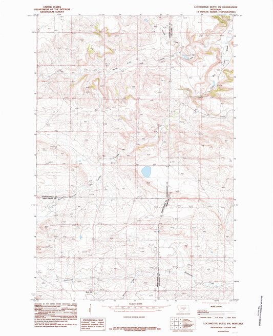 Classic USGS Locomotive Butte SW Montana 7.5'x7.5' Topo Map Image