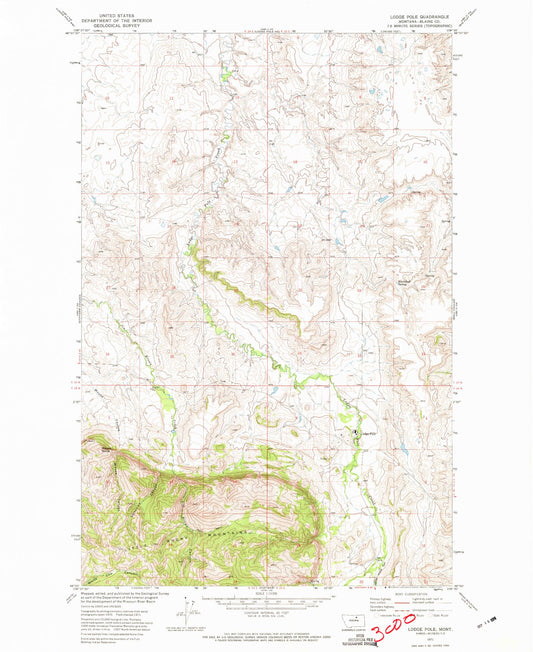 Classic USGS Lodge Pole Montana 7.5'x7.5' Topo Map Image