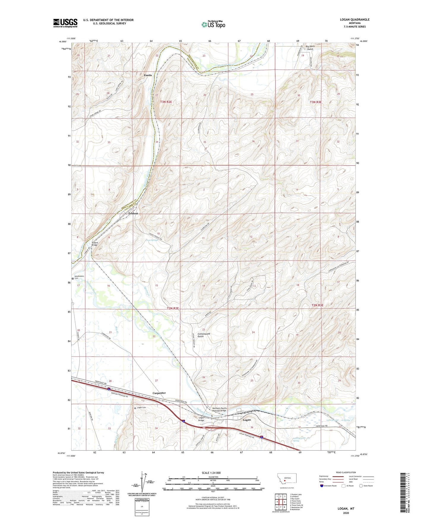 Logan Montana US Topo Map Image