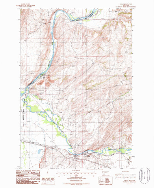 Classic USGS Logan Montana 7.5'x7.5' Topo Map Image