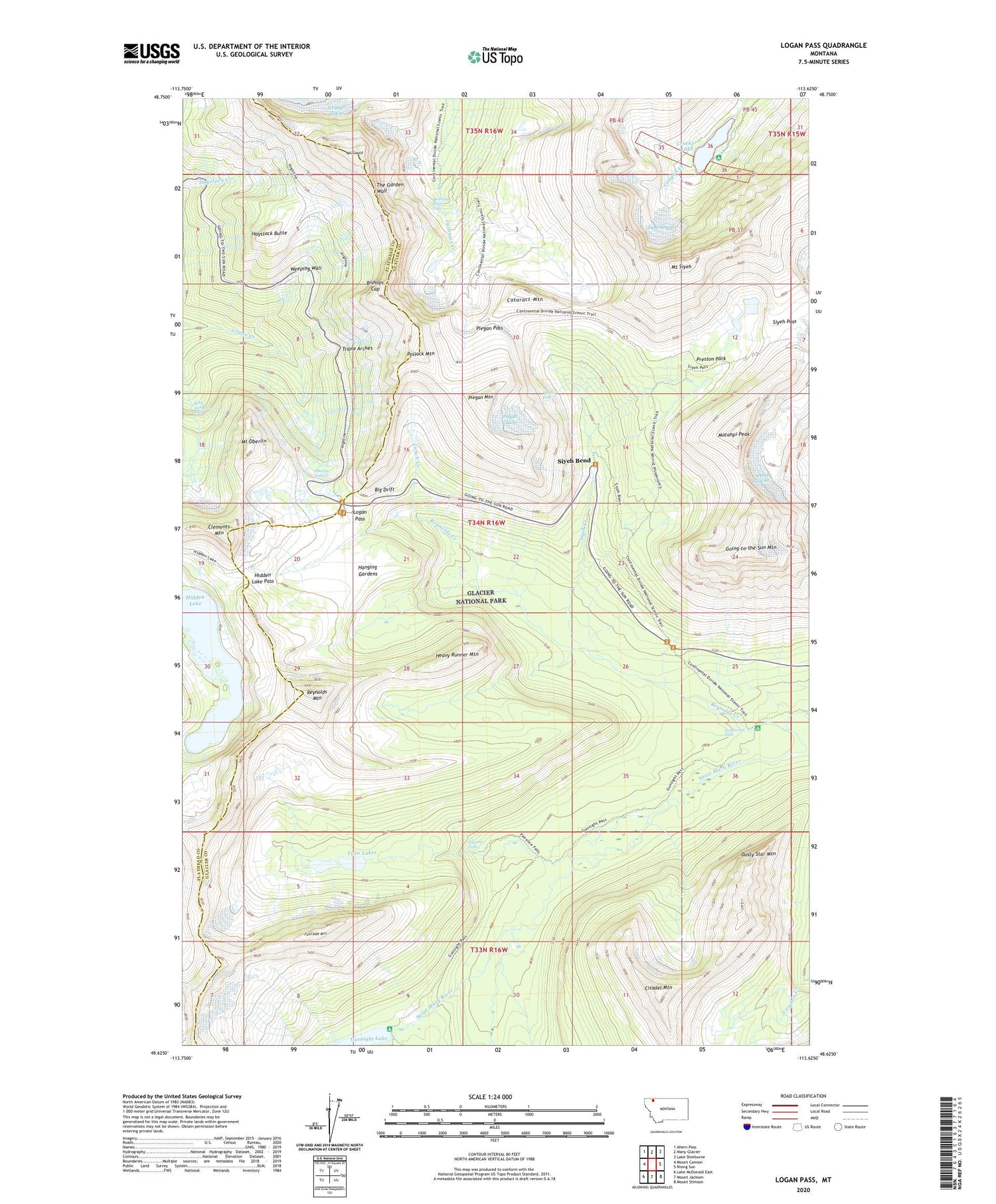 Logan Pass Montana US Topo Map Image
