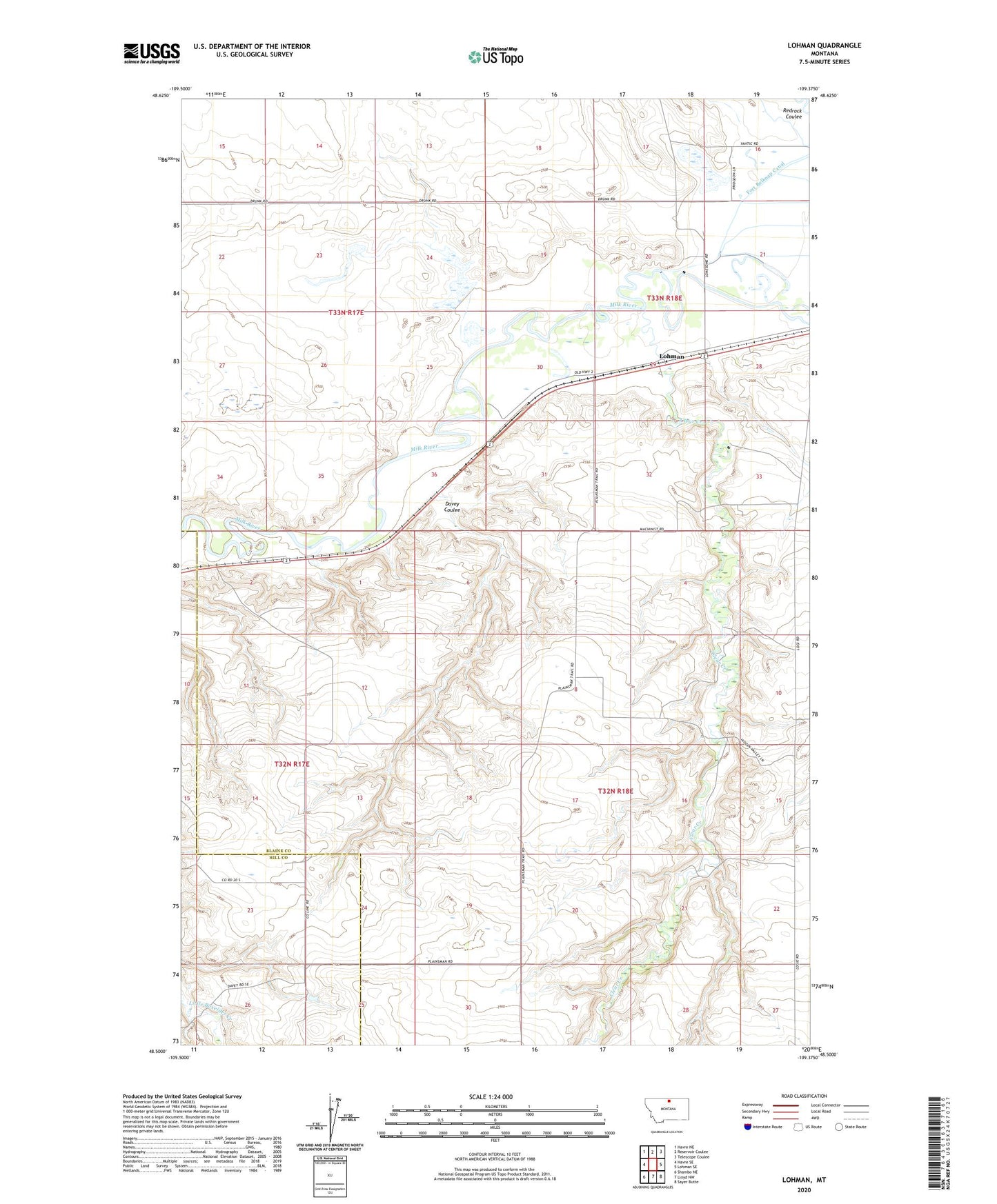 Lohman Montana US Topo Map Image