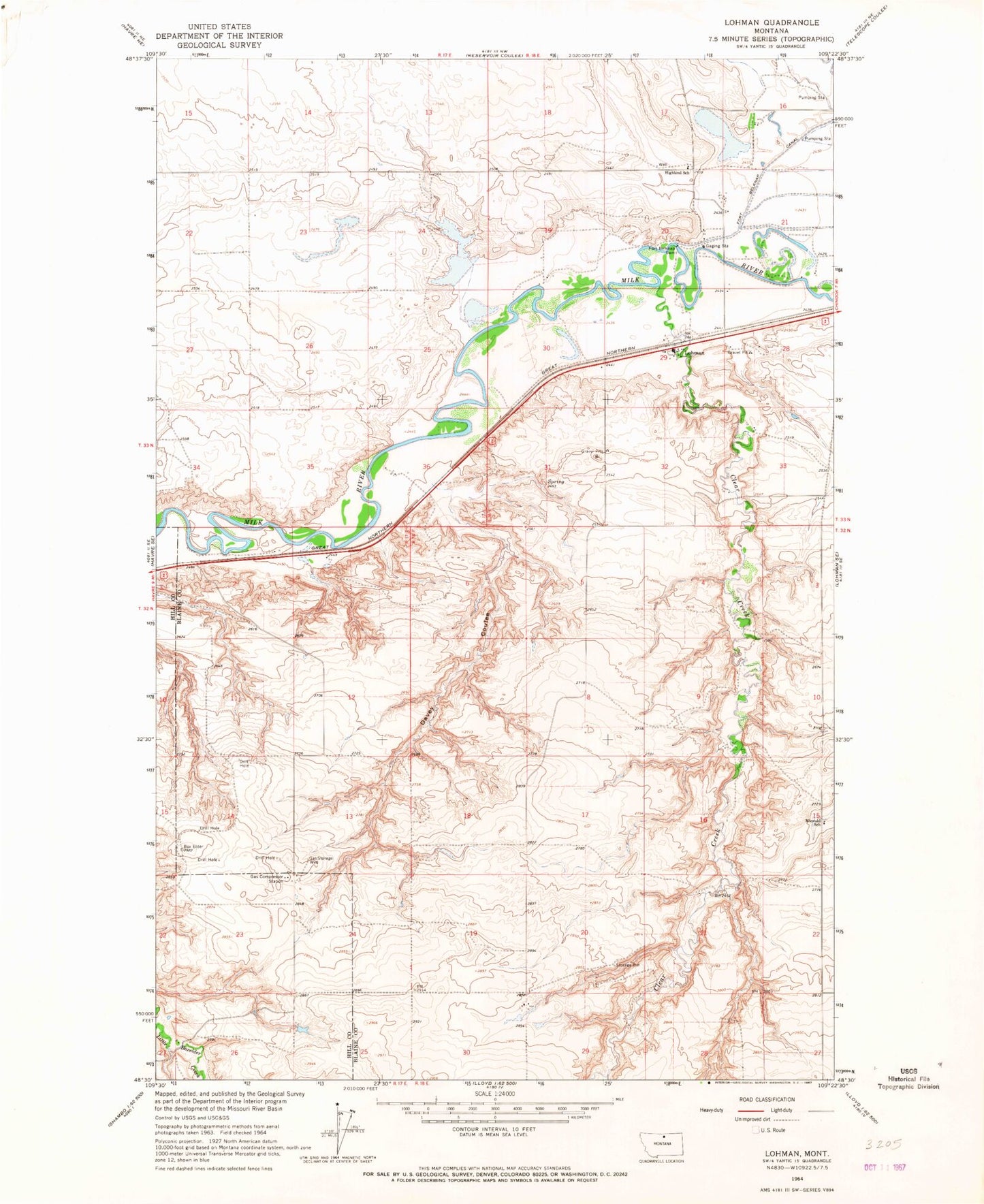Classic USGS Lohman Montana 7.5'x7.5' Topo Map Image