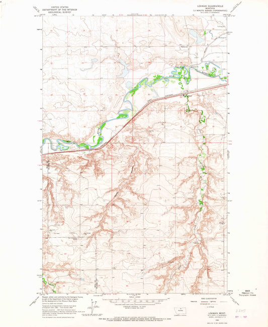 Classic USGS Lohman Montana 7.5'x7.5' Topo Map Image