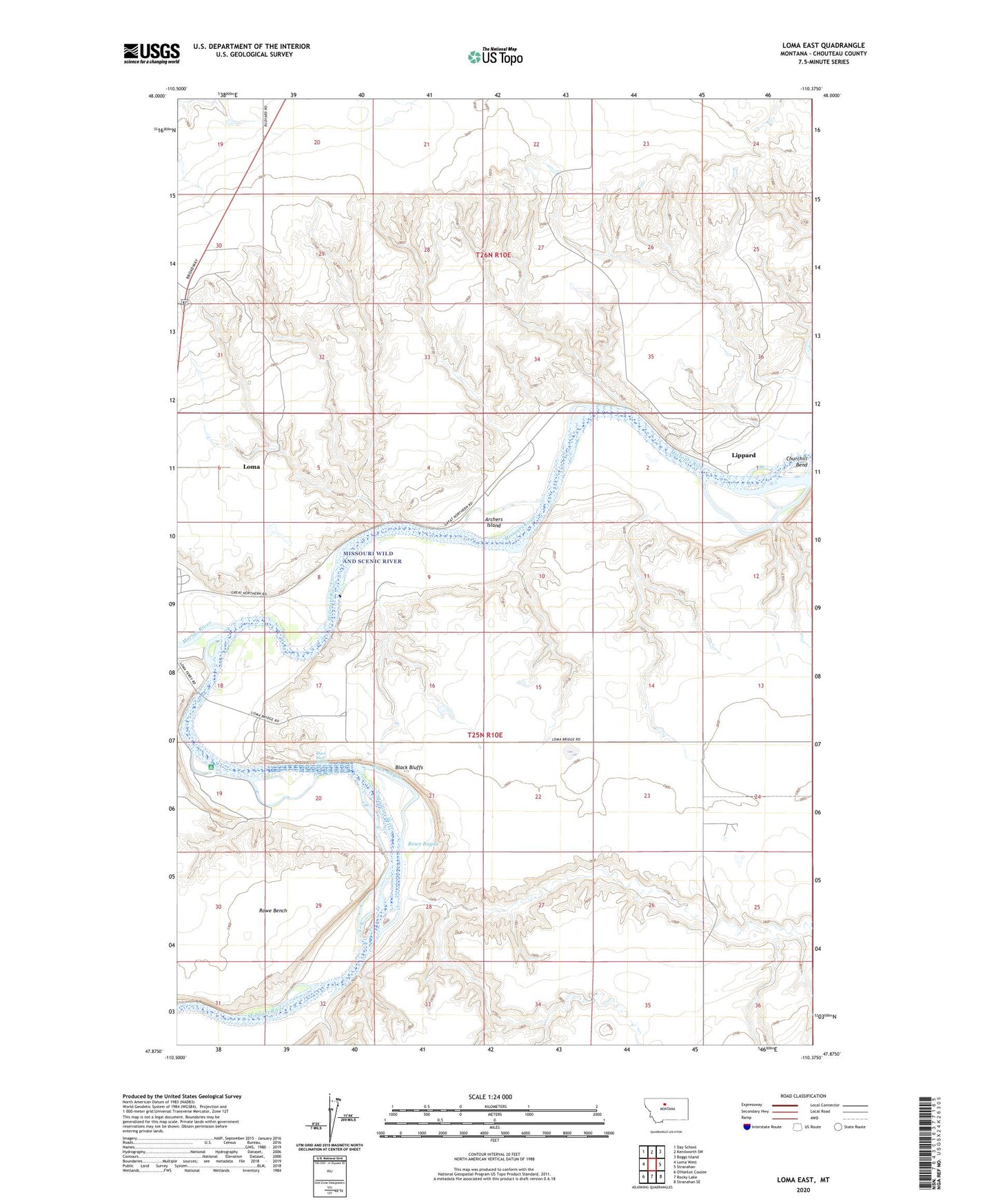 Loma East Montana US Topo Map Image