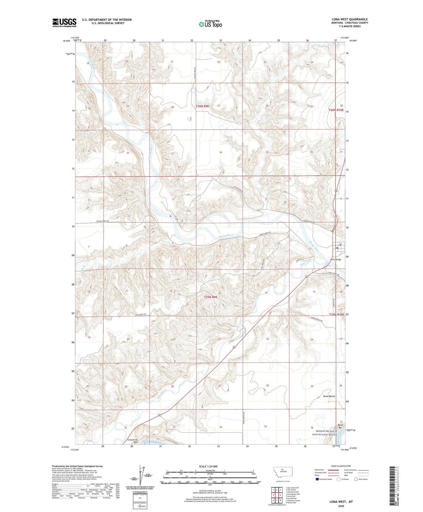 Loma West Montana US Topo Map Image