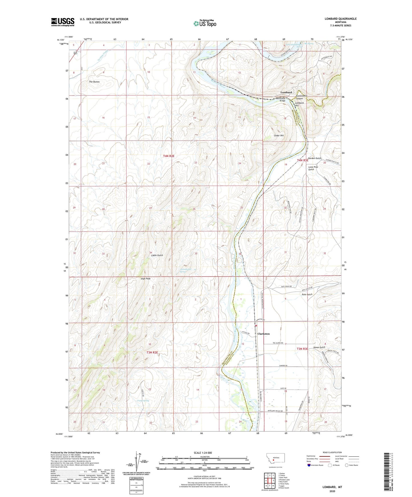Lombard Montana US Topo Map Image