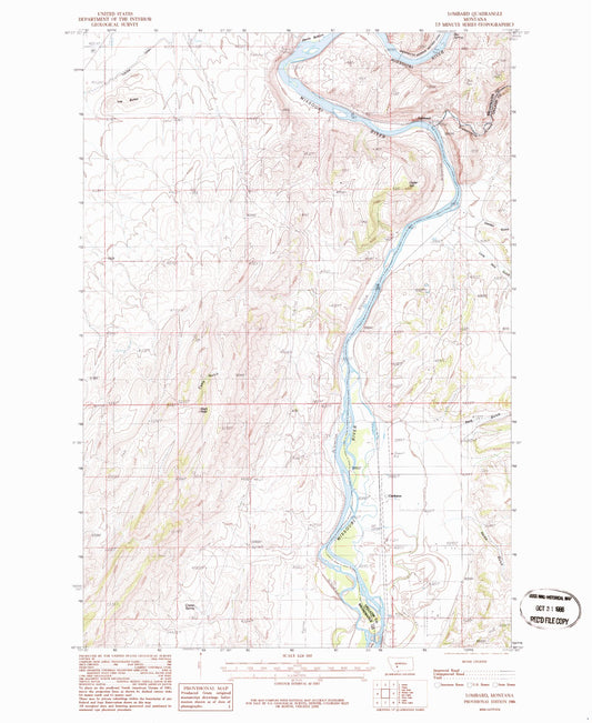 Classic USGS Lombard Montana 7.5'x7.5' Topo Map Image