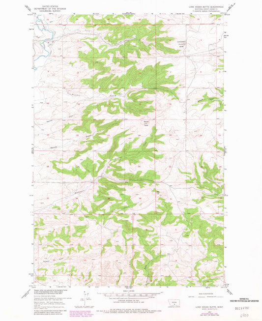 Classic USGS Lone Indian Butte Montana 7.5'x7.5' Topo Map Image
