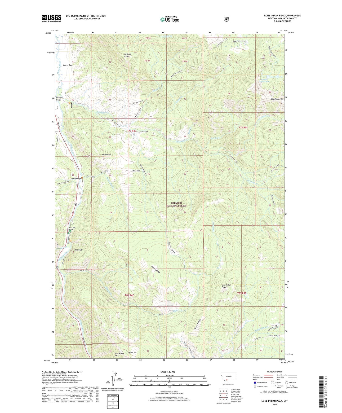 Lone Indian Peak Montana US Topo Map Image