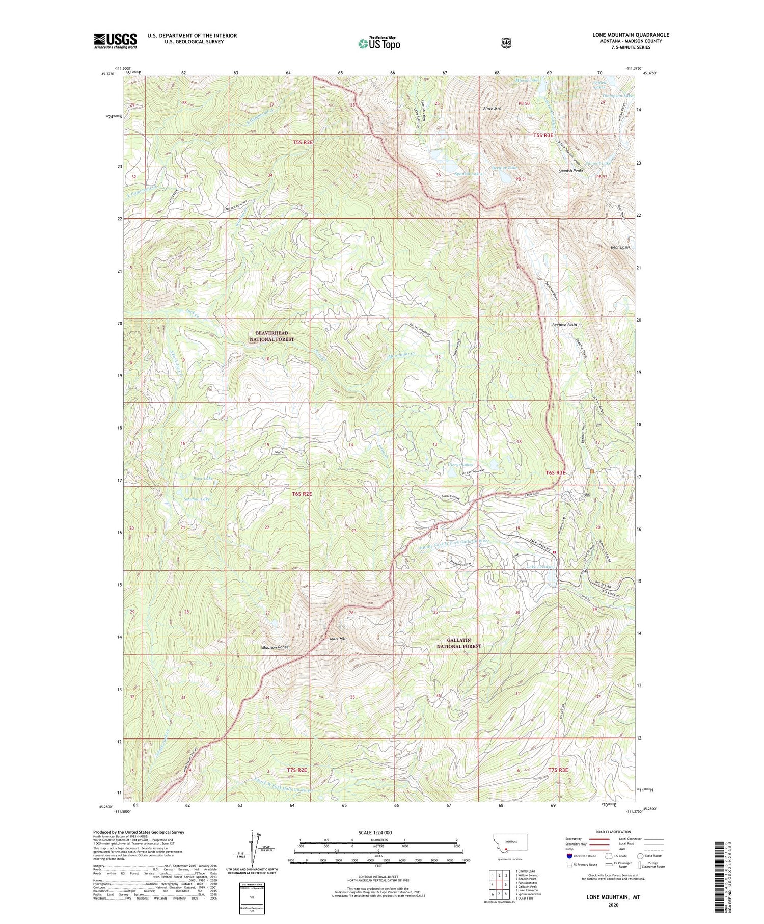 Lone Mountain Montana US Topo Map Image