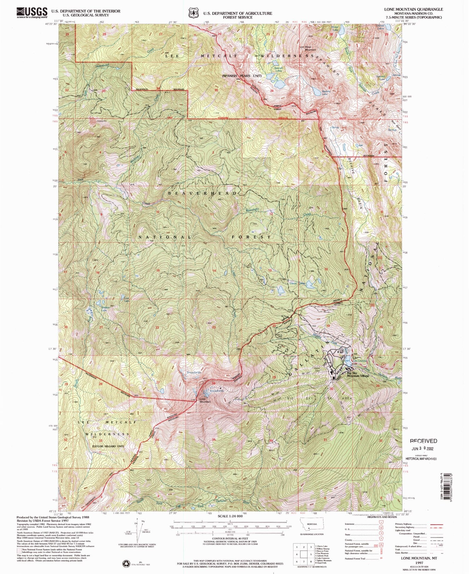 Classic USGS Lone Mountain Montana 7.5'x7.5' Topo Map Image