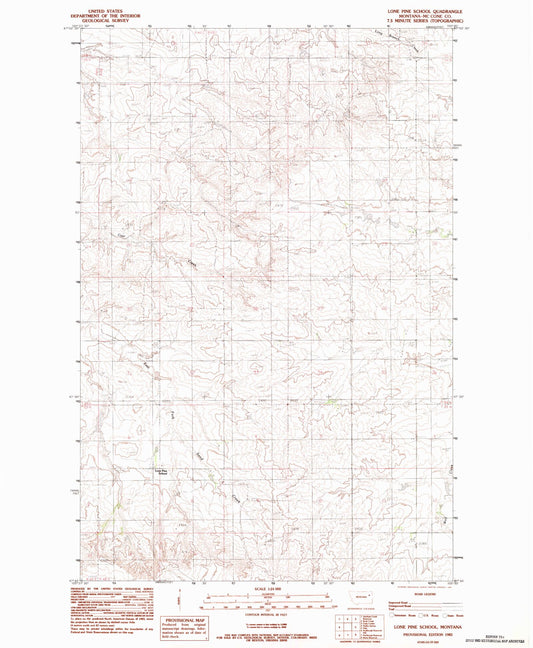 Classic USGS Lone Pine School Montana 7.5'x7.5' Topo Map Image