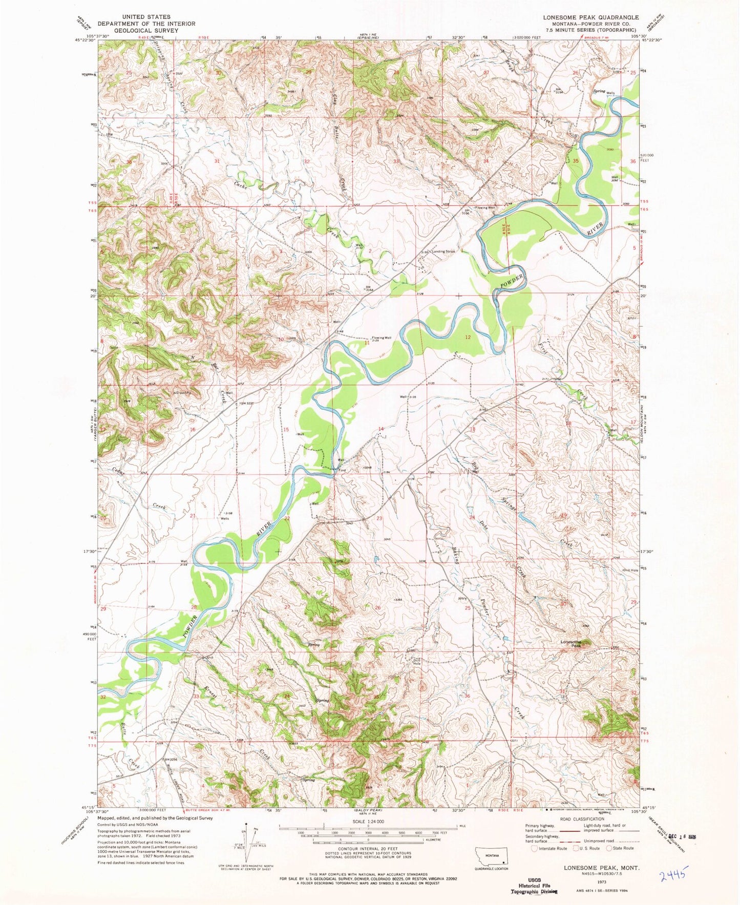 Classic USGS Lonesome Peak Montana 7.5'x7.5' Topo Map Image