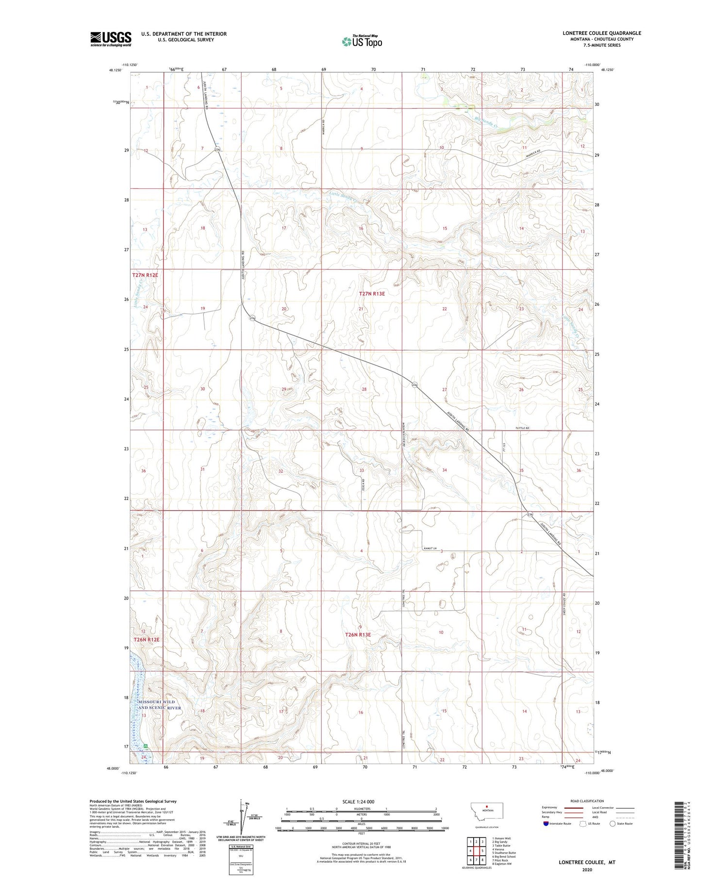 Lonetree Coulee Montana US Topo Map Image