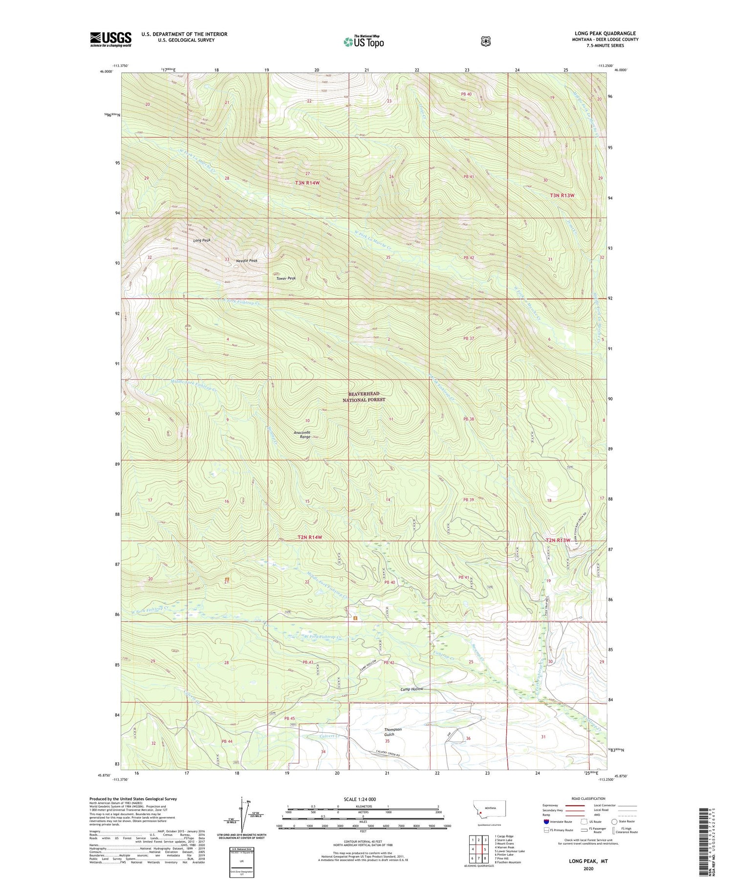 Long Peak Montana US Topo Map Image