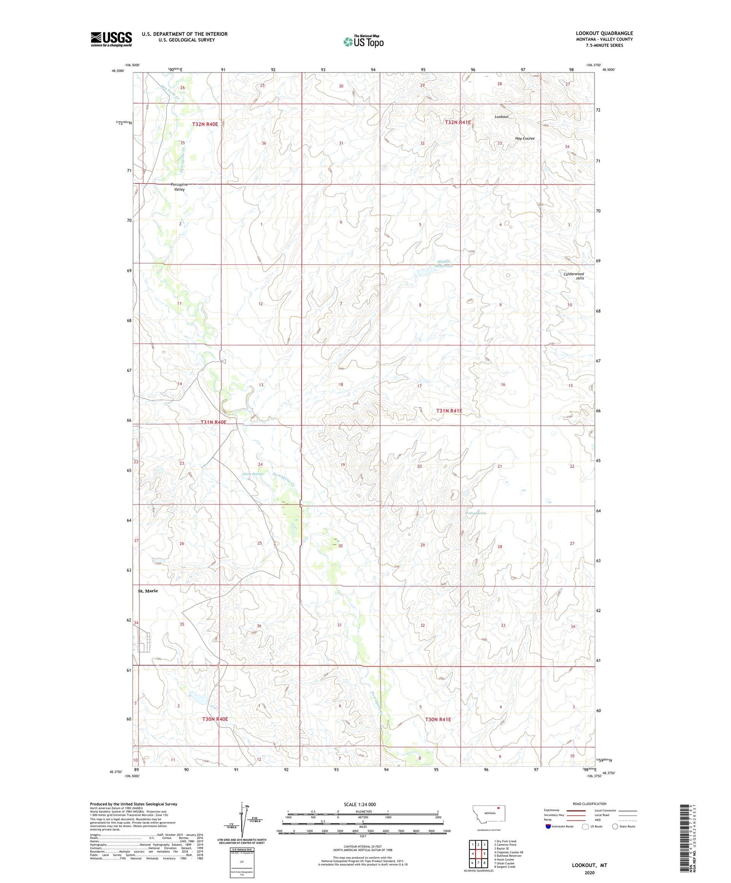 Lookout Montana US Topo Map Image