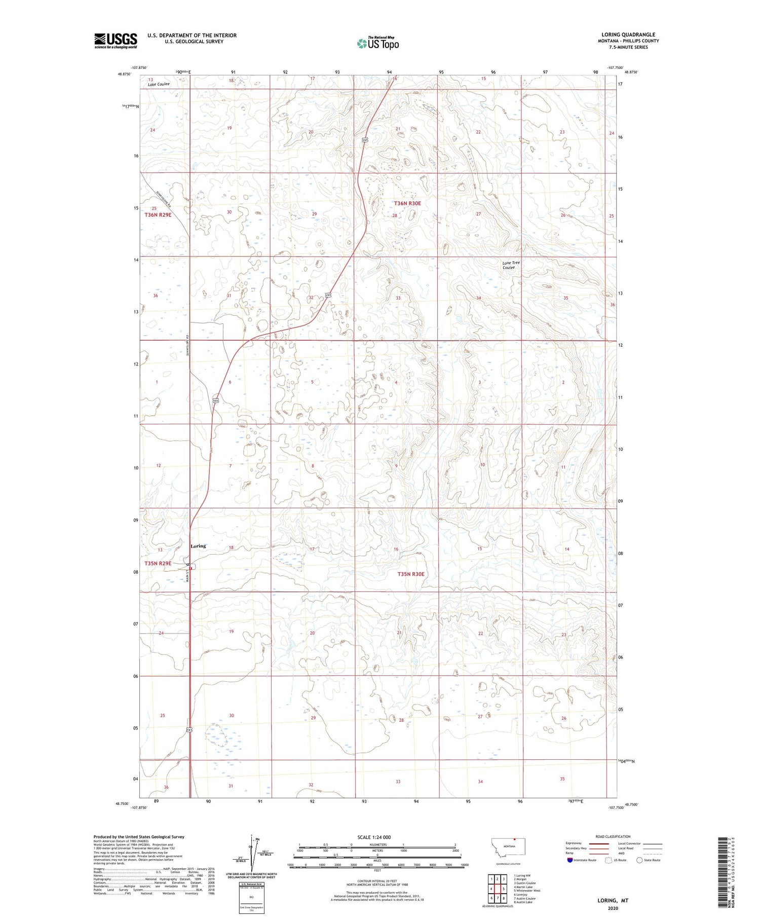 Loring Montana US Topo Map Image