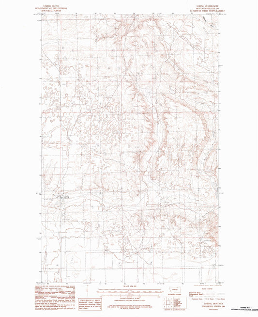 Classic USGS Loring Montana 7.5'x7.5' Topo Map Image