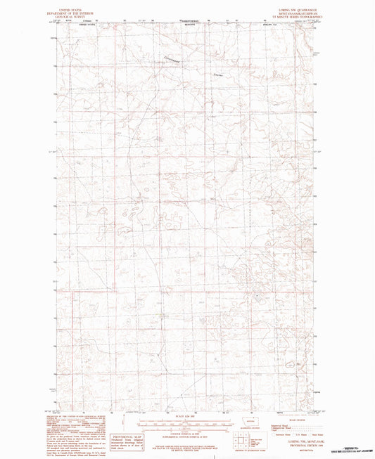 Classic USGS Loring NW Montana 7.5'x7.5' Topo Map Image