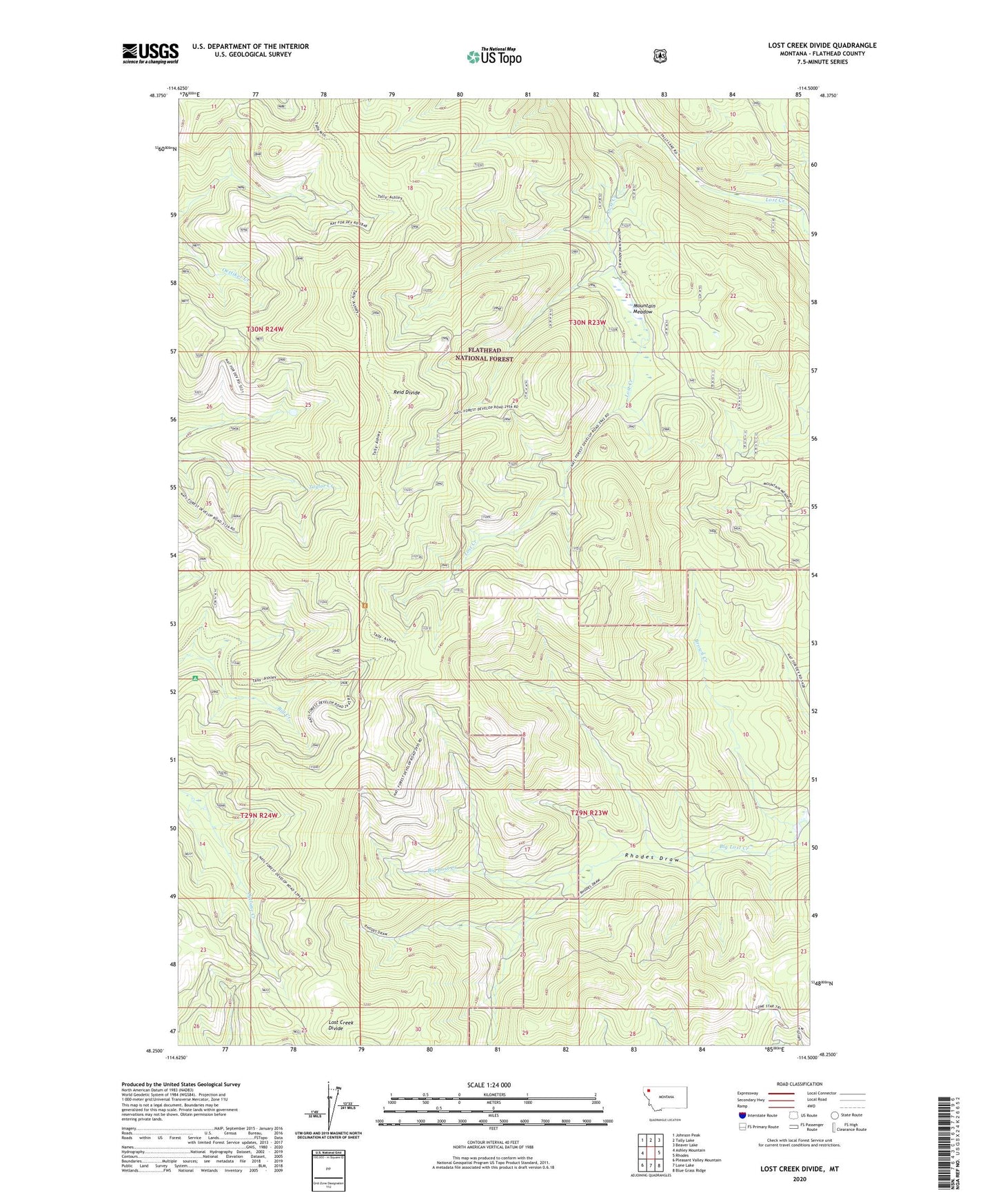 Lost Creek Divide Montana US Topo Map Image