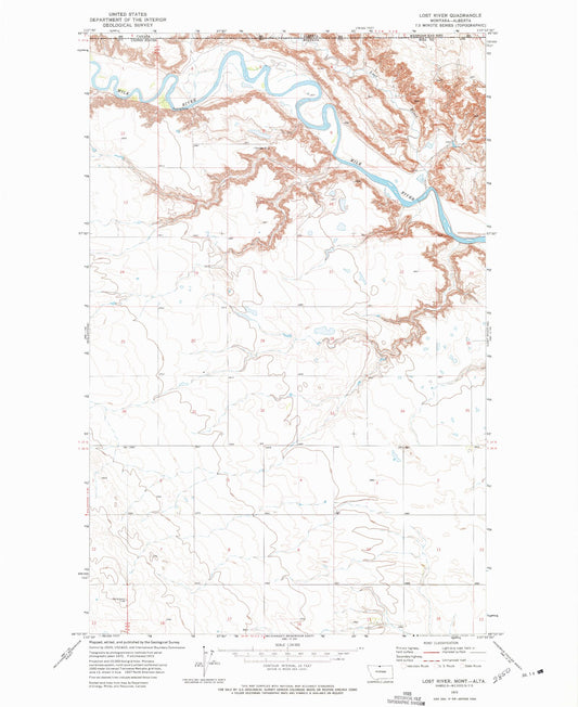 Classic USGS Lost River Montana 7.5'x7.5' Topo Map Image