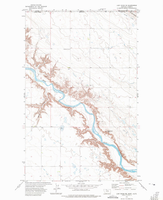 Classic USGS Lost River NE Montana 7.5'x7.5' Topo Map Image