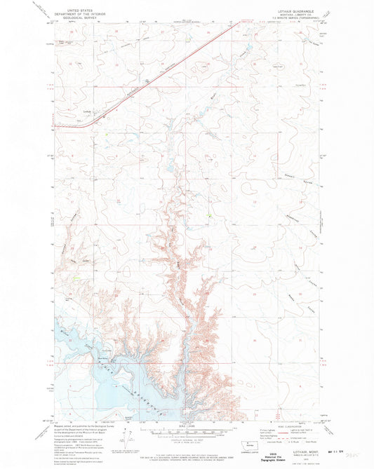 Classic USGS Lothair Montana 7.5'x7.5' Topo Map Image